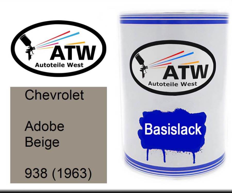 Chevrolet, Adobe Beige, 938 (1963): 500ml Lackdose, von ATW Autoteile West.